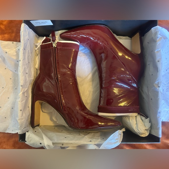 Kate Spade Dark Red Ankle Booties - Picture 4 of 6